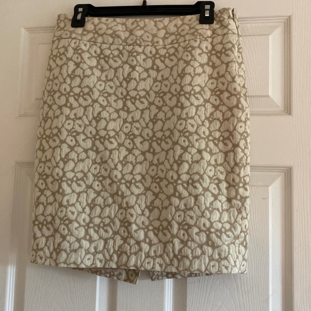 The Limited Tan and White Leopard Print Pencil Skirt
